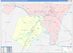 Hagerstown-Martinsburg Metro Area Wall Map Color Cast Style 2024